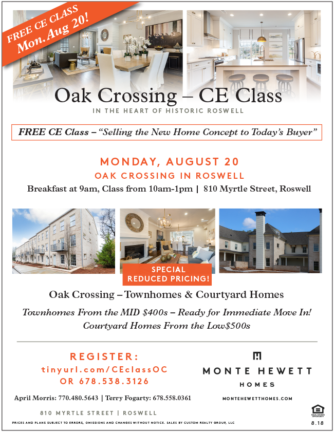 Free CE Class, Model Townhome Tours at New Roswell Community