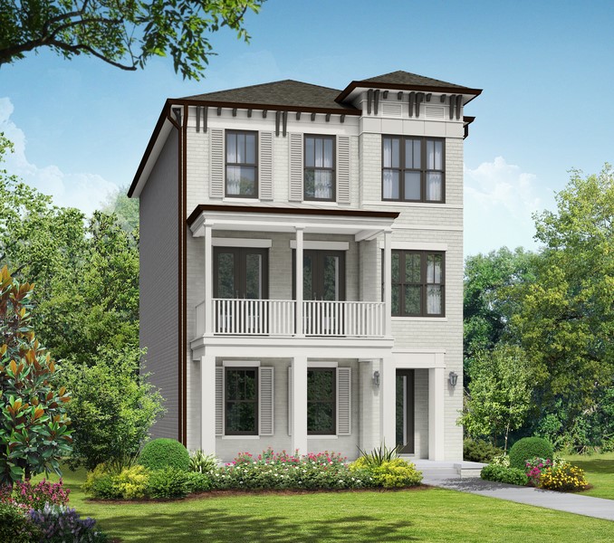 The Sicily model home, is a three-story, four-bedroom, three-bathroom home offering 10-foot ceilings, open living spaces, gourmet kitchens, spa bathrooms and even an optional elevator