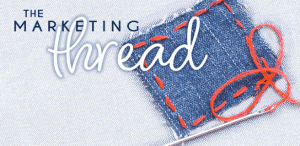 the marketing thread graphic with blue jean pocket and red thread accent