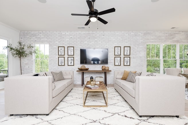 Living Room of Siciliy Plan decorated in white furniture