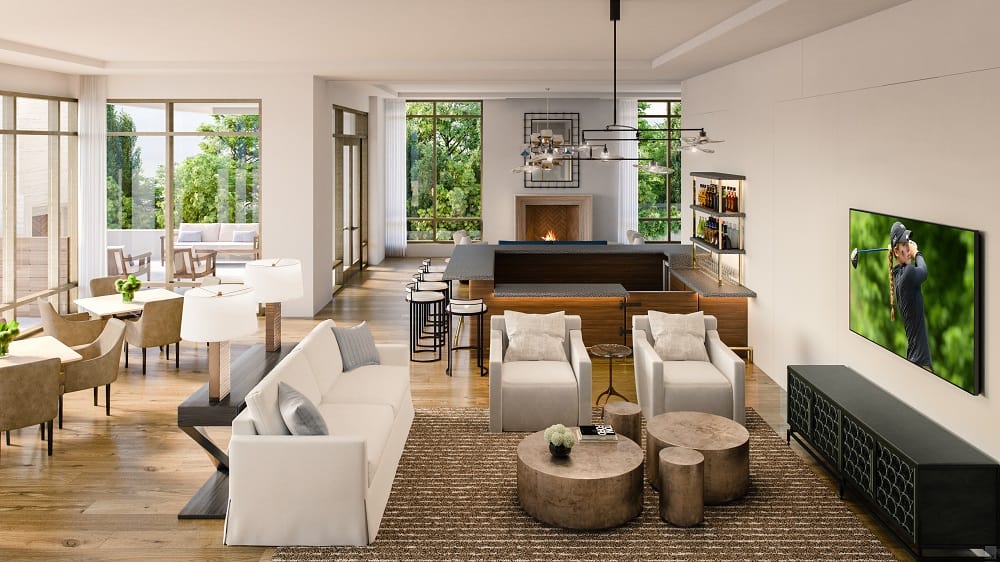 Graydon Buckhead Club Room for residents features lots of cozy seating