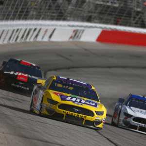 Cars racing at Atlanta Motor Speedway