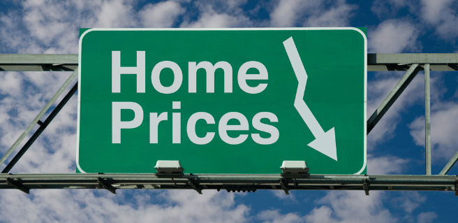 Are Atlanta home prices dropping? Interstate sign with image of price drop.