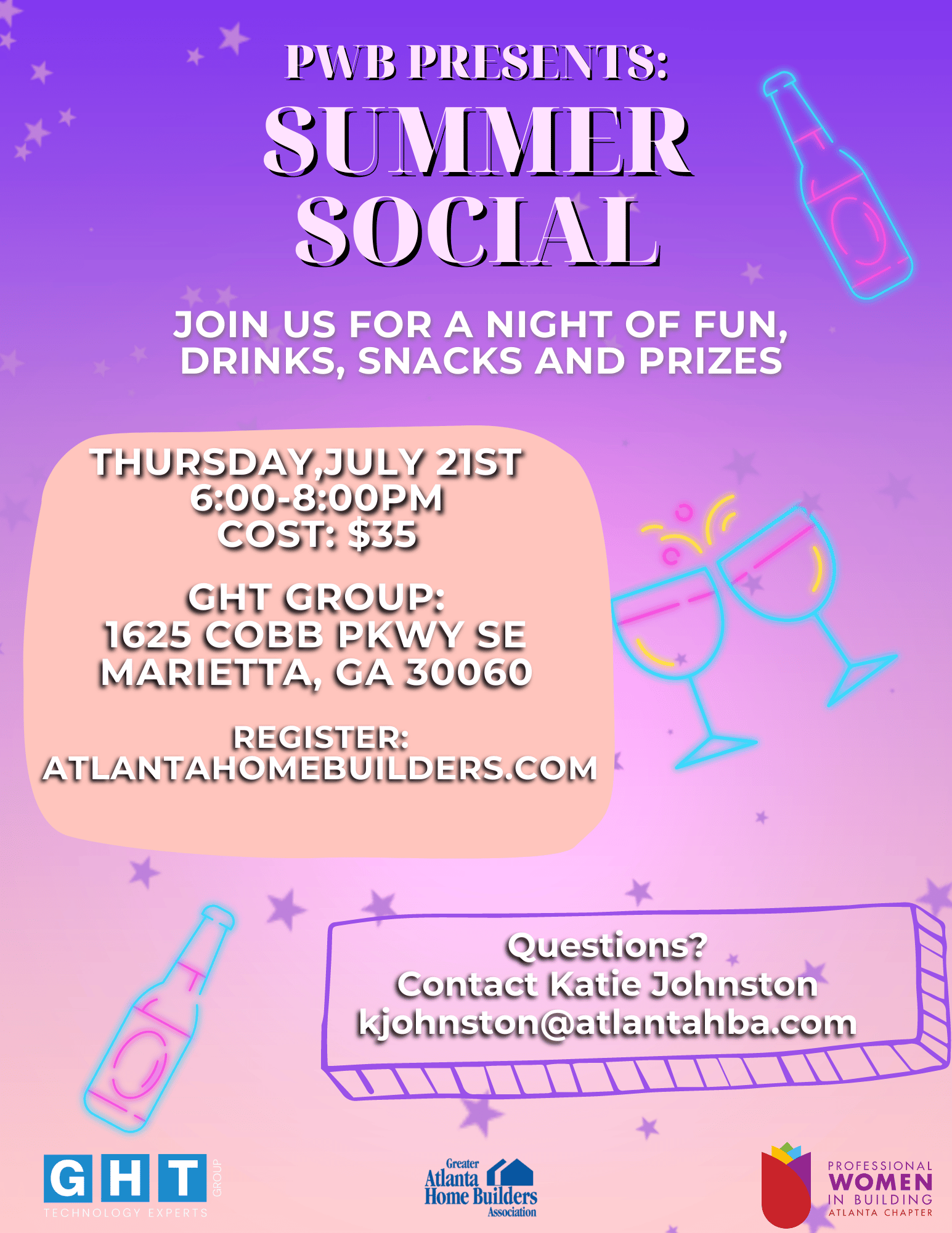 Professional Women in Building Summer Social Event Flyer