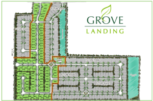 Site plan for Grove Landing, the first single-family build-to-rent community in Warner Robins, Georgia.