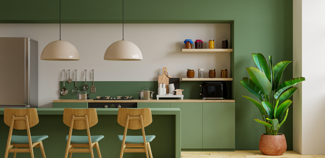 Olive Green Walls in Kitchen