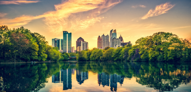 2023's Cities with Best Residential Views - Atlanta Skyline overlooking a body of water
