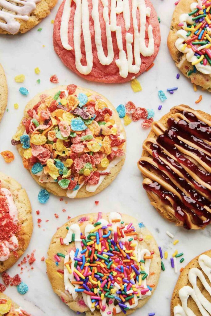 sprinkles and fun toppings on cookies