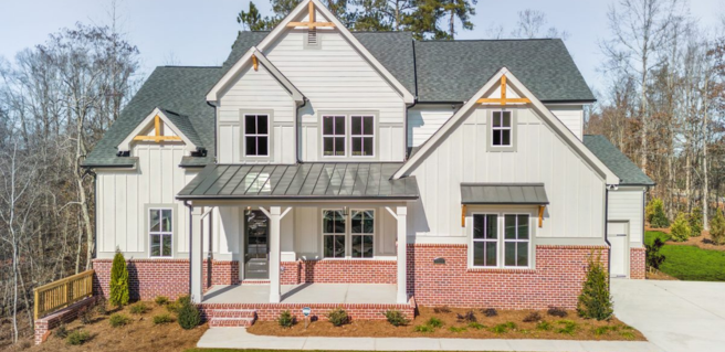 Atlanta home in Cumming with white and peach exterior