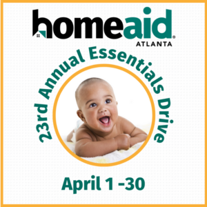 HomeAid Atlanta Promotional Graphic for 23rd Annual Essentials Drive