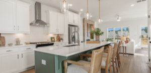 Traton Homes Wilkins Walk model home kitchen in a townhome