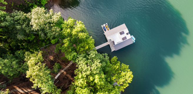 overview of a boat dock on lake lanier
